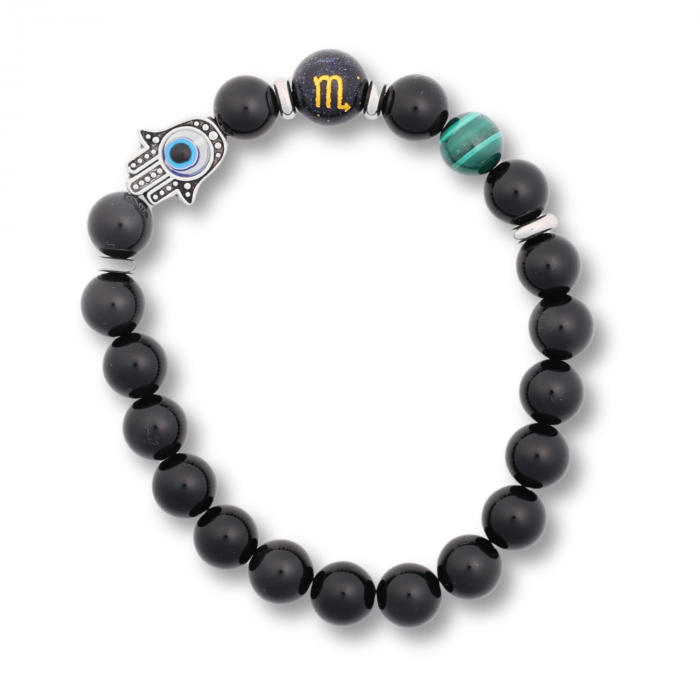  Bratara pentru Zodii cu Margele de Obsidian, Pandantiv Mana Fatimei si Ochiul "Rau" [41]