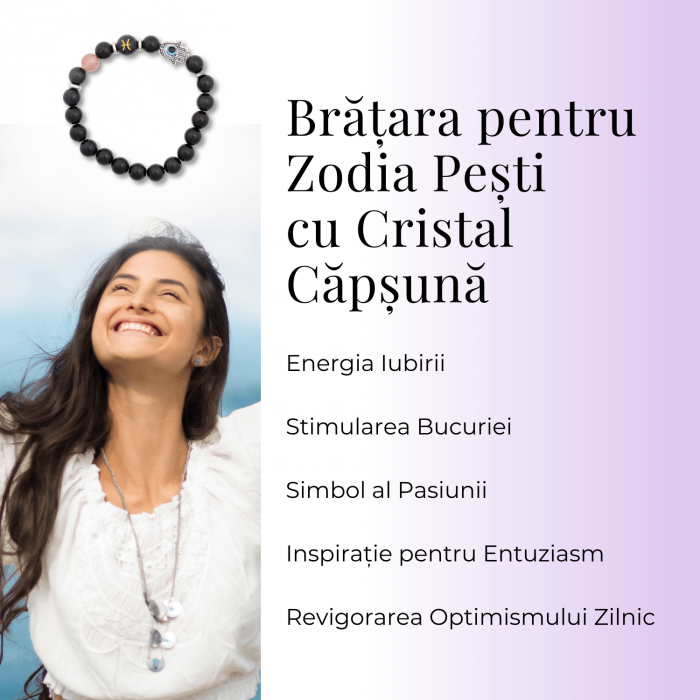  Bratara pentru Zodii cu Margele de Obsidian, Pandantiv Mana Fatimei si Ochiul "Rau" [79]