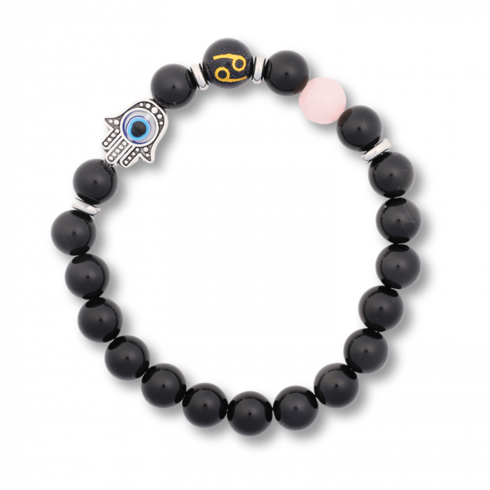  Bratara pentru Zodii cu Margele de Obsidian, Pandantiv Mana Fatimei si Ochiul "Rau" [25]