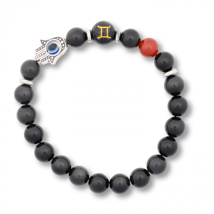  Bratara pentru Zodii cu Margele de Obsidian, Pandantiv Mana Fatimei si Ochiul "Rau" [17]