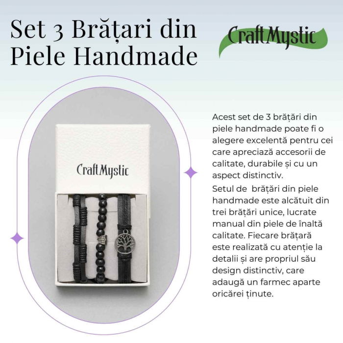 Set 3 Brățări Inedite cu Arborele Vieții si piele sintetica – Stil și Protecție pentru Orice Ocazie [3]