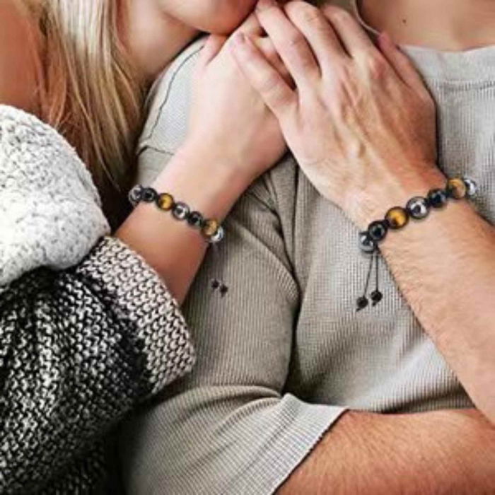 Bratara reglabila cu tripla protectie din obsidian negru, ochi de tigru si hematit 10 mm - bratara feng shui pentru protectie, noroc si prosperitate [3]