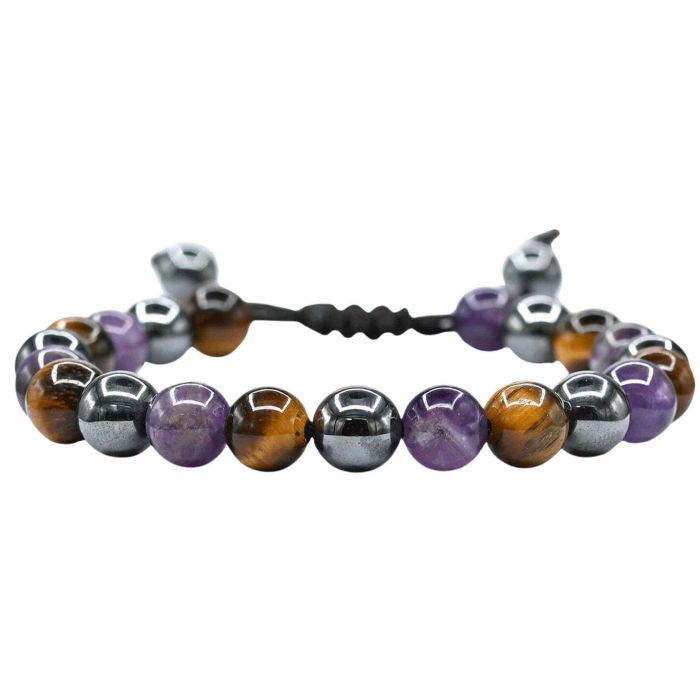 Bratara din pietre semipretioase in forma de margele 8mm de Hematit, Ochi de Tigru si Ametist - Te poate ajuta sa renunti la fumat [2]
