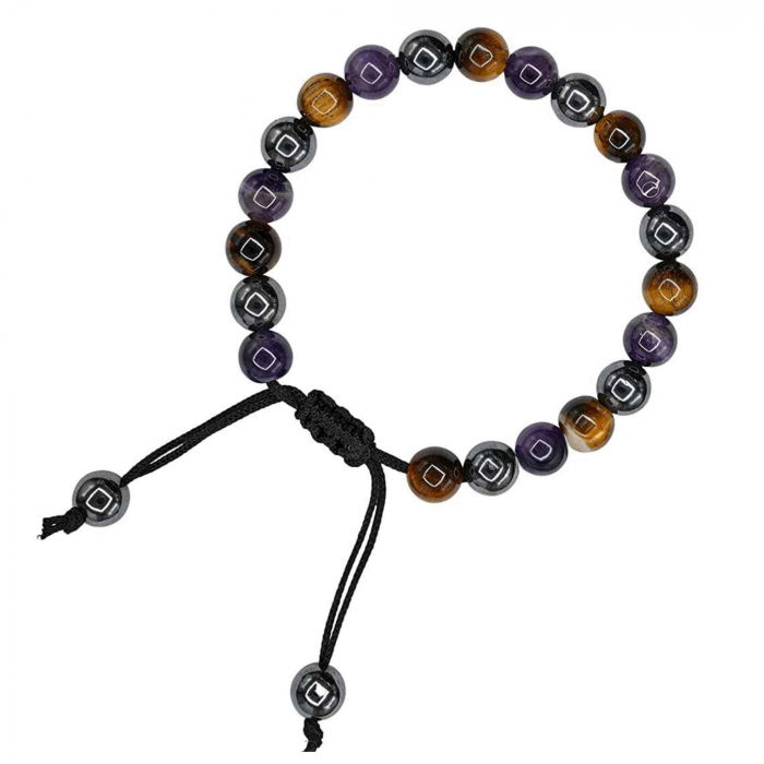 Bratara din pietre semipretioase in forma de margele 8mm de Hematit, Ochi de Tigru si Ametist - Te poate ajuta sa renunti la fumat [6]