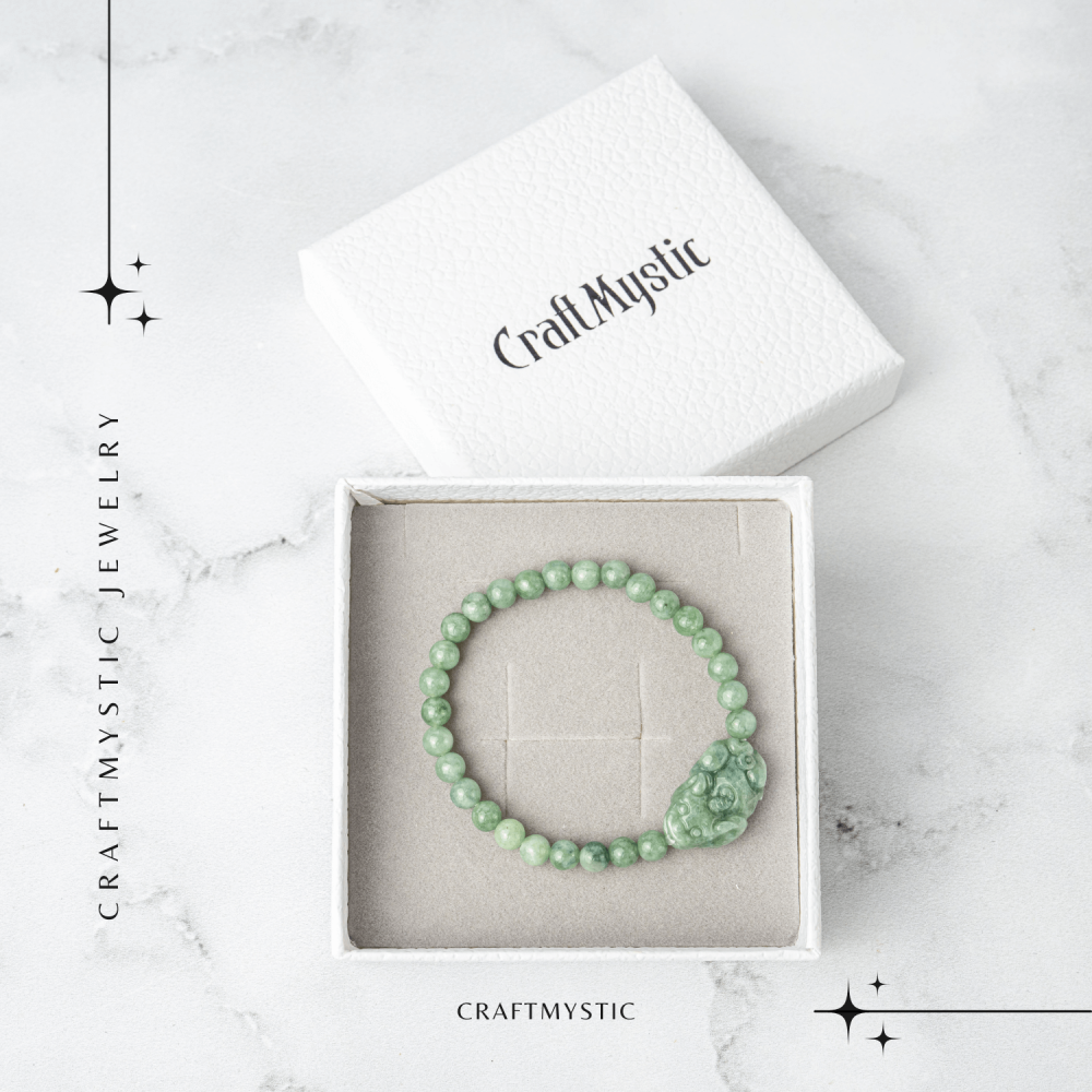 Bratara din Jadit Rusesc Natural cu Pixiu – Protectie si Abundenta [7]