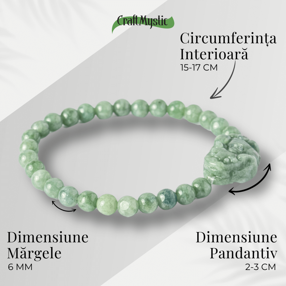 Bratara din Jadit Rusesc Natural cu Pixiu – Protectie si Abundenta [4]