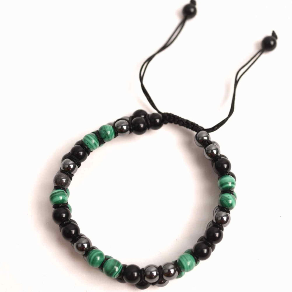 Bratara Tripla Protectie cu Cristale de Malachit, Obsidian Negru si Hematit - Echilibru si Forta [8]
