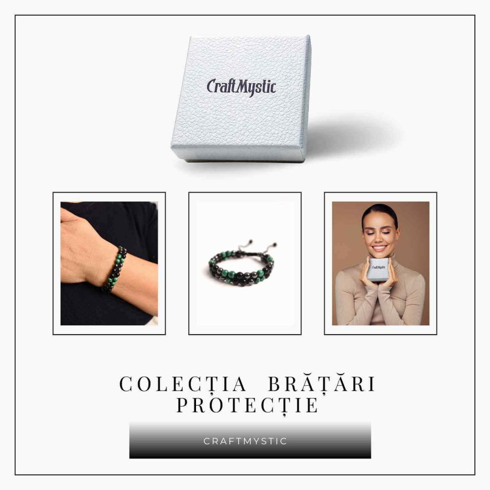 Bratara Tripla Protectie cu Cristale de Malachit, Obsidian Negru si Hematit - Echilibru si Forta [6]