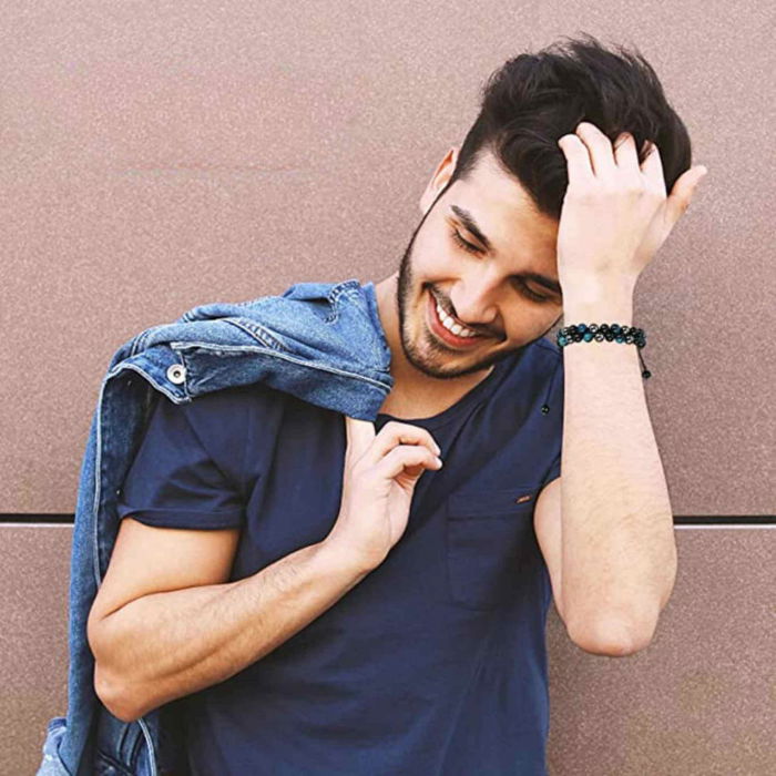 Bratara tripla protectie cu margele 8mm din 3 pietre semipretioase: Ochi de tigru albastru, Hematita si Obsidian [7]