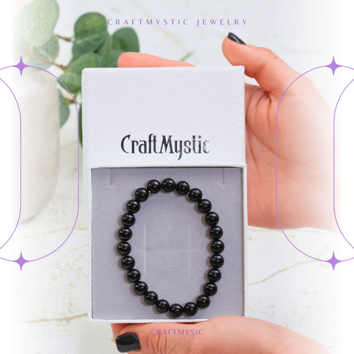 Bratara Elastica cu Margele de Turmalina Neagra de 8mm – Protectie si Echilibru [7]