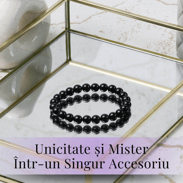 Bratara Elastica cu Margele de Turmalina Neagra de 8mm – Protectie si Echilibru [6]