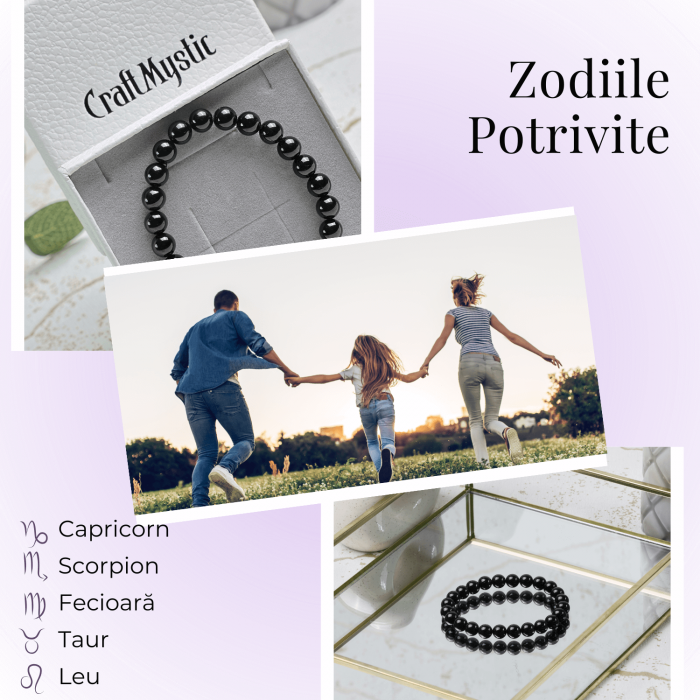 Bratara Elastica cu Margele de Turmalina Neagra de 8mm – Protectie si Echilibru [2]