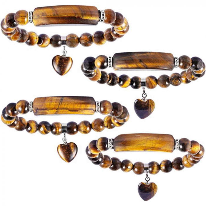 Bratara cu pietre semipretioase margele 8mm ochi de tigru si inima: Vindecare, echilibru si dragoste pentru tine si cei dragi [6]