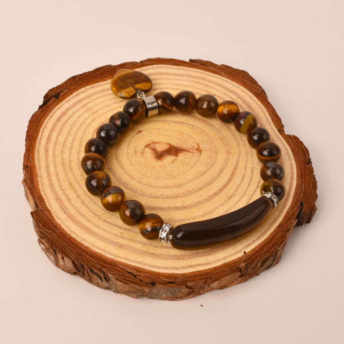 Bratara cu pietre semipretioase margele 8mm ochi de tigru si inima: Vindecare, echilibru si dragoste pentru tine si cei dragi [3]