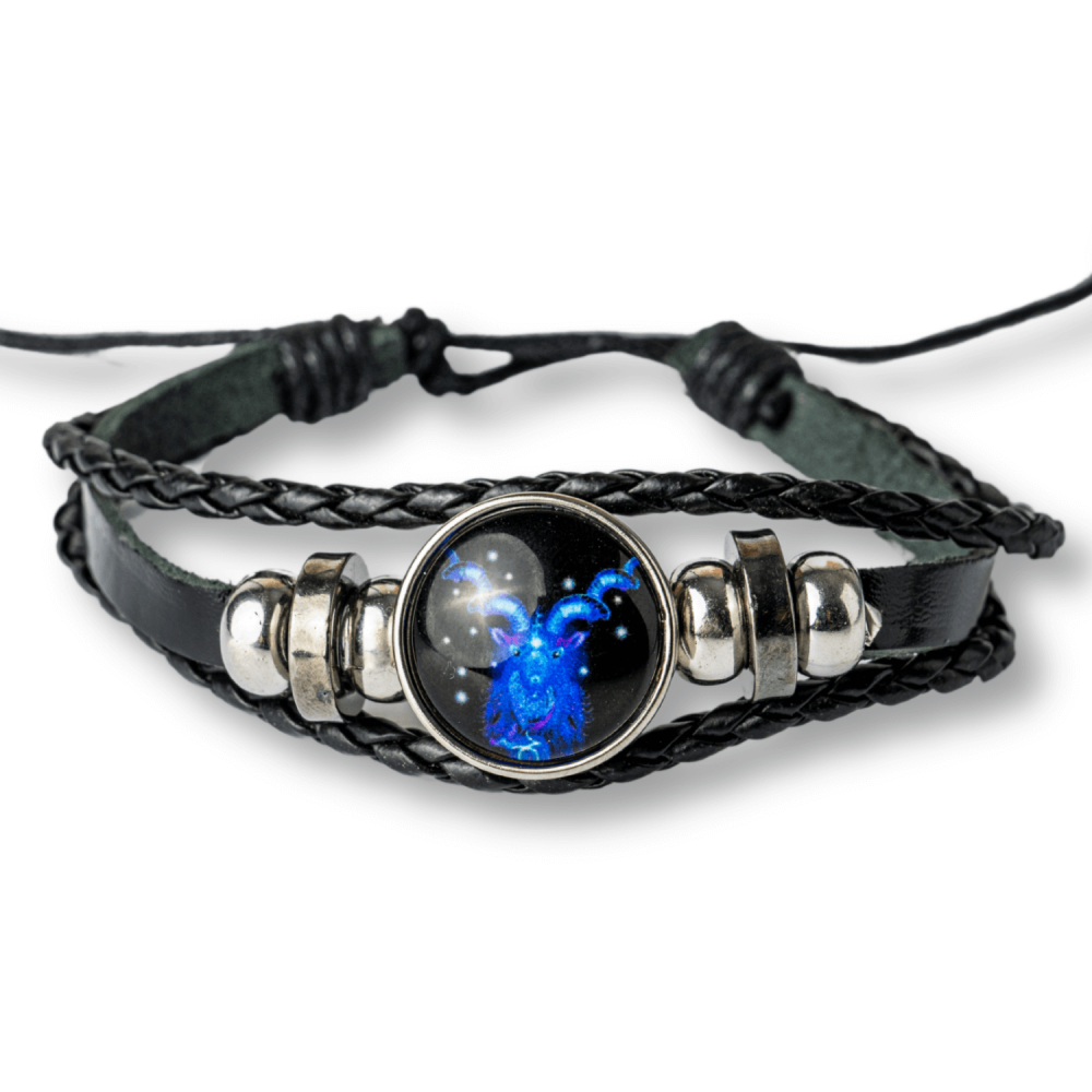 Bratara Zodiacala ajustabila din Piele Sintetica cu Cabochon Rotund – Simbol Astrologic Personalizat pentru Energie si Identitate Astrala [28]