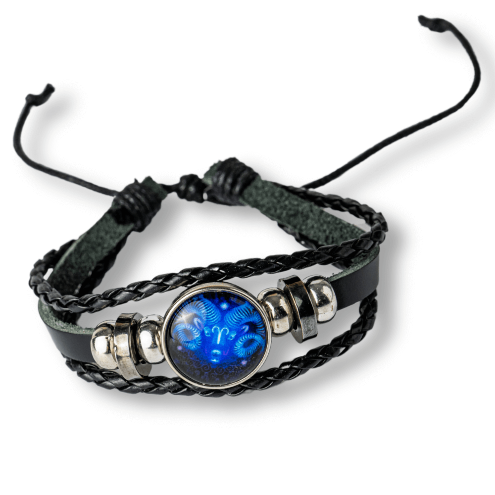 Bratara Zodiacala ajustabila din Piele Sintetica cu Cabochon Rotund – Simbol Astrologic Personalizat pentru Energie si Identitate Astrala [8]