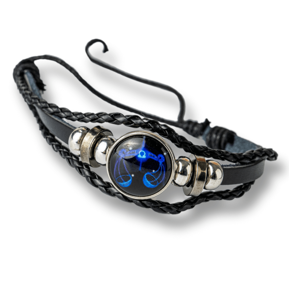 Bratara Zodiacala ajustabila din Piele Sintetica cu Cabochon Rotund – Simbol Astrologic Personalizat pentru Energie si Identitate Astrala [50]