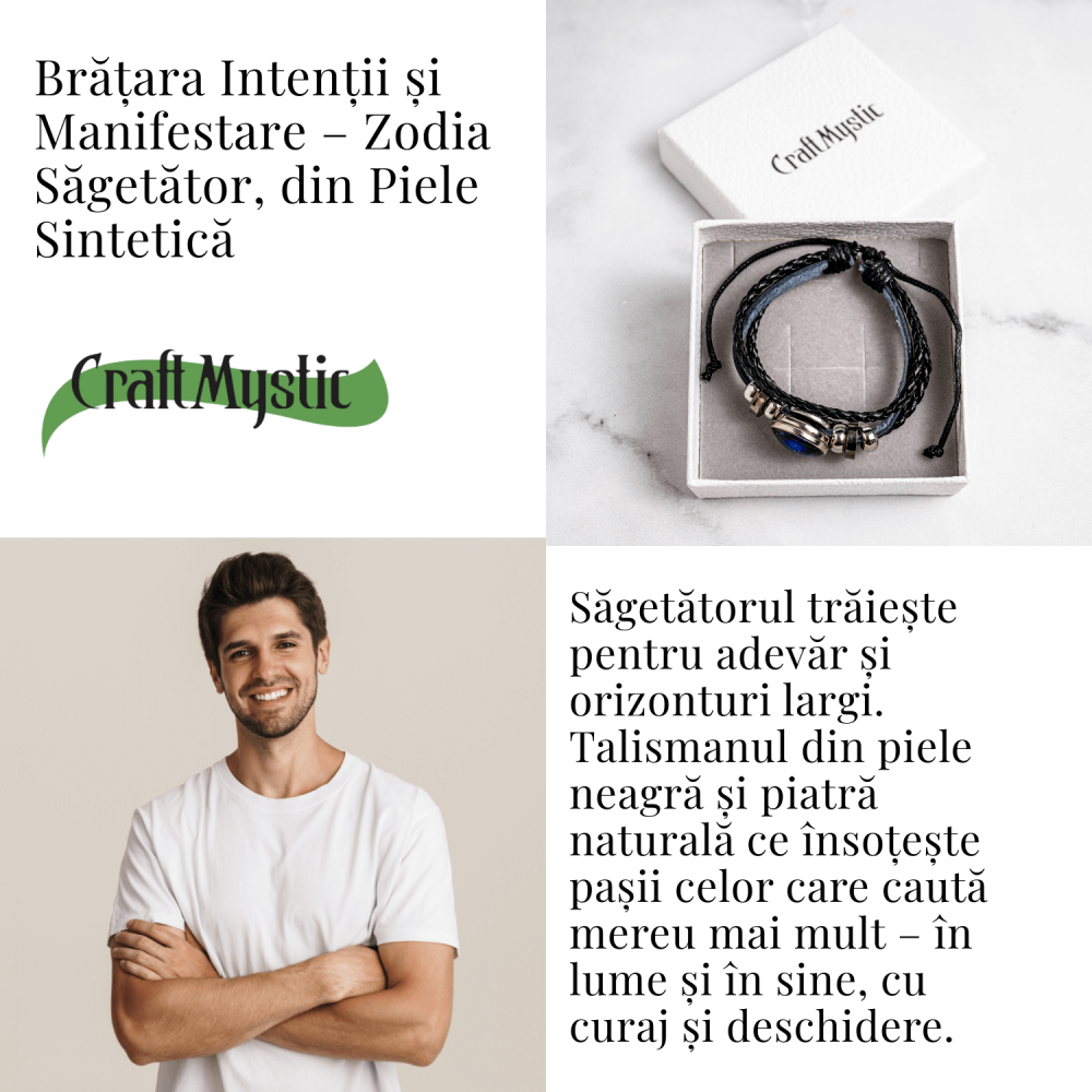 Bratara Zodiacala ajustabila din Piele Sintetica cu Cabochon Rotund – Simbol Astrologic Personalizat pentru Energie si Identitate Astrala [41]