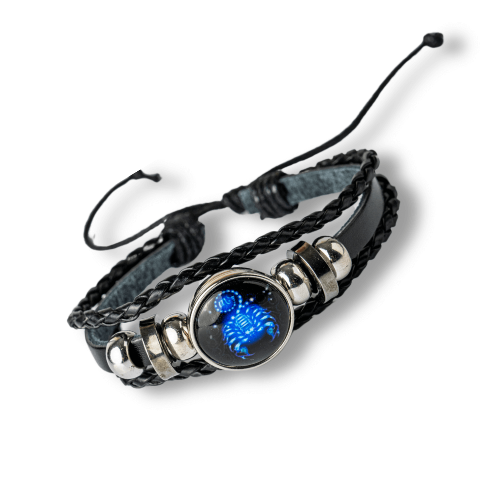 Bratara Zodiacala ajustabila din Piele Sintetica cu Cabochon Rotund – Simbol Astrologic Personalizat pentru Energie si Identitate Astrala [43]