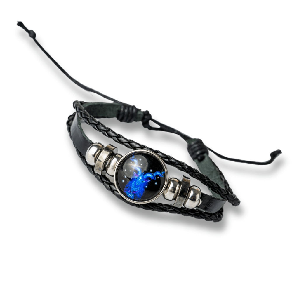 Bratara Zodiacala ajustabila din Piele Sintetica cu Cabochon Rotund – Simbol Astrologic Personalizat pentru Energie si Identitate Astrala [29]