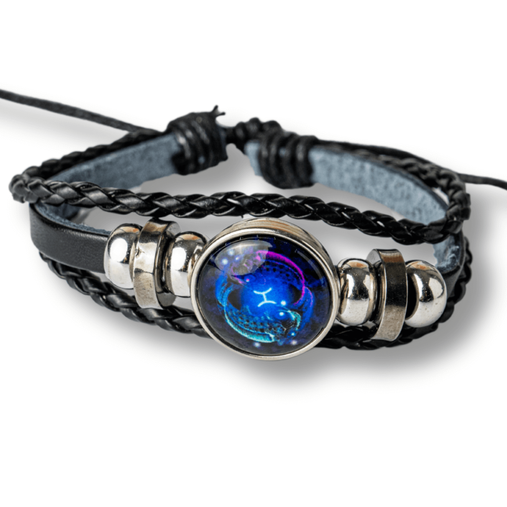 Bratara Zodiacala ajustabila din Piele Sintetica cu Cabochon Rotund – Simbol Astrologic Personalizat pentru Energie si Identitate Astrala [11]