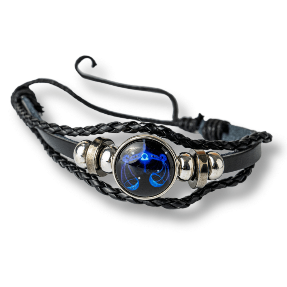 Bratara Zodiacala ajustabila din Piele Sintetica cu Cabochon Rotund – Simbol Astrologic Personalizat pentru Energie si Identitate Astrala [49]