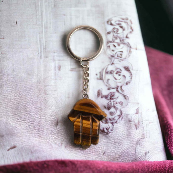 Breloc cu Mana Fatimei din Ochi de Tigru - Protectie, Noroc si Energie Pozitiva [6]