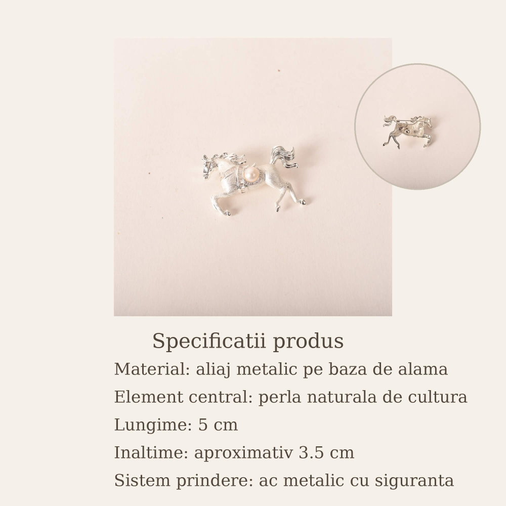 Brosa Cal cu Perla Naturala – Martisor Elegant si Cadou Rafinat [5]