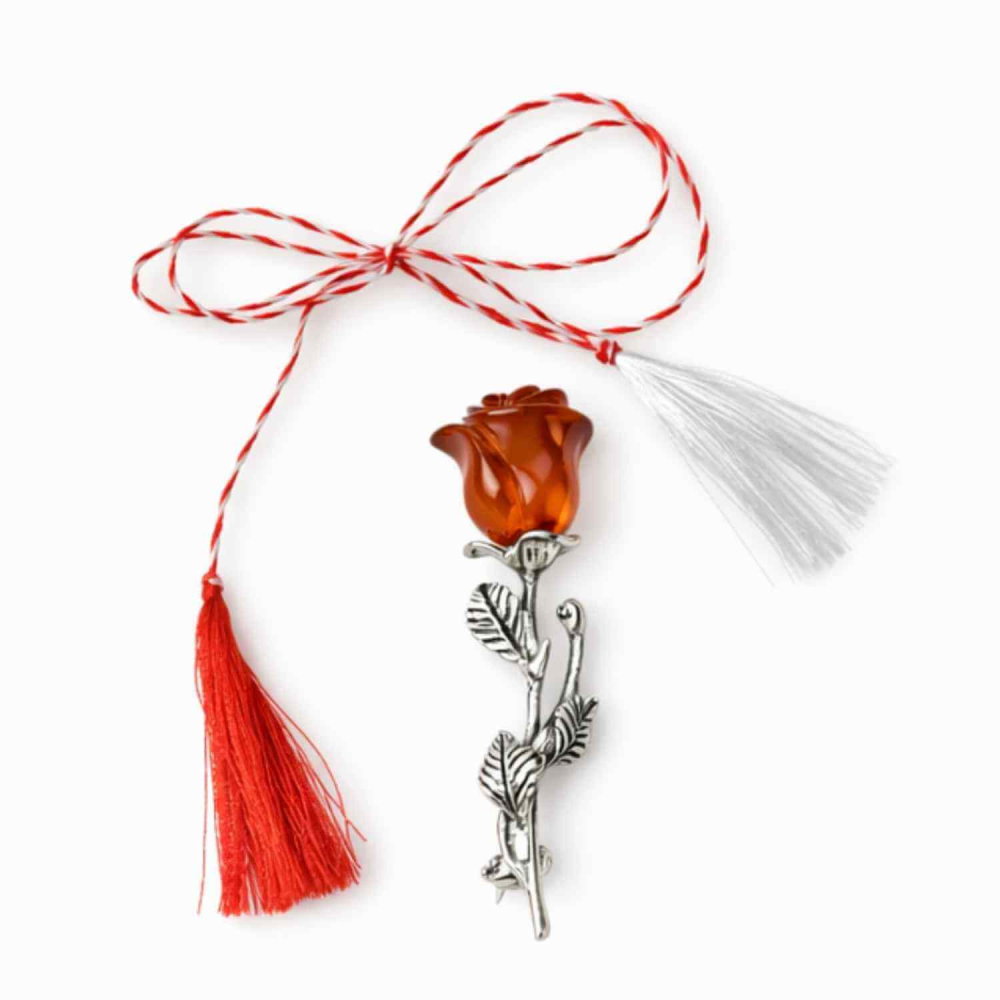 Brosa din Argint 925 cu Chihlimbar Natural – Trandafir al Luminii Calde [2]