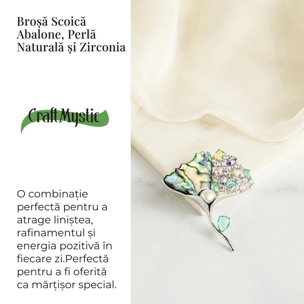 Brosa Scoica Abalone cu Perla Naturala - Eleganta si Protectie Energetica [4]