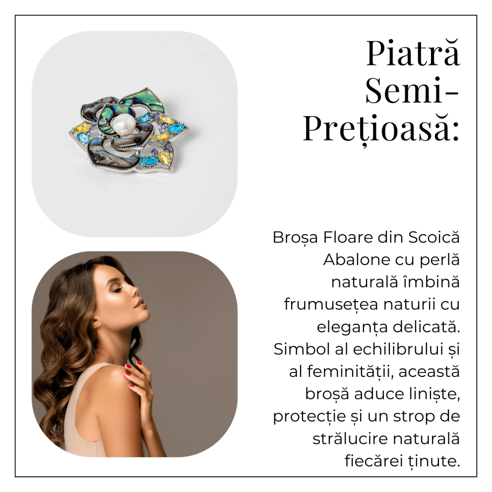 Brosa Floare Abalone cu Perla Naturala - Eleganta si Armonie [5]