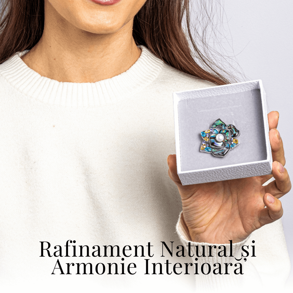 Brosa Floare Abalone cu Perla Naturala - Eleganta si Armonie [2]