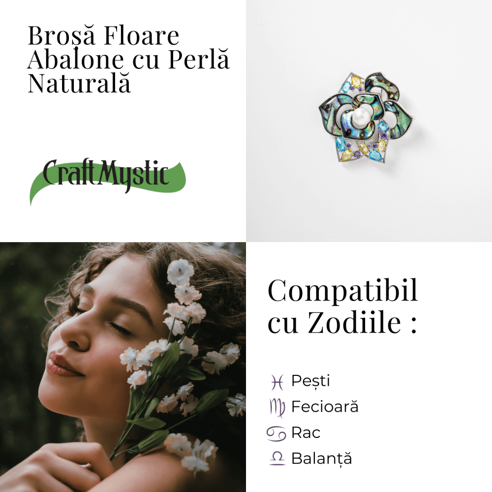 Brosa Floare Abalone cu Perla Naturala - Eleganta si Armonie [4]