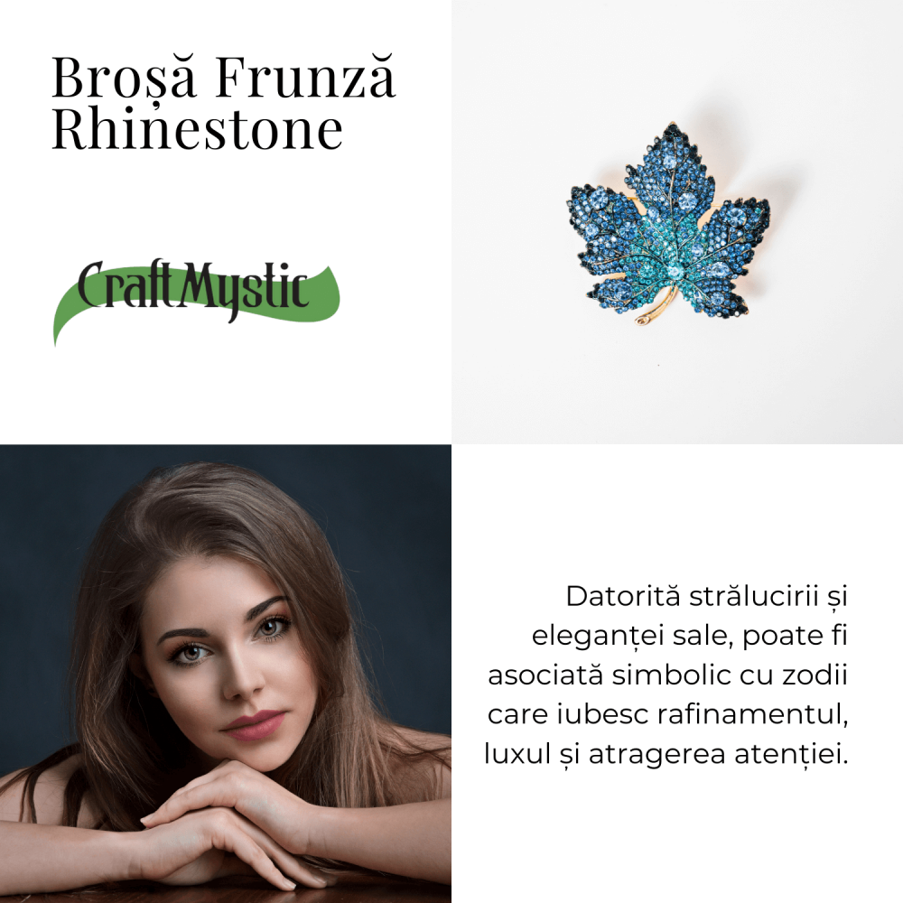 Brosa frunza de artar cu pietre Rhinestone – Eleganta si Stralucire [9]