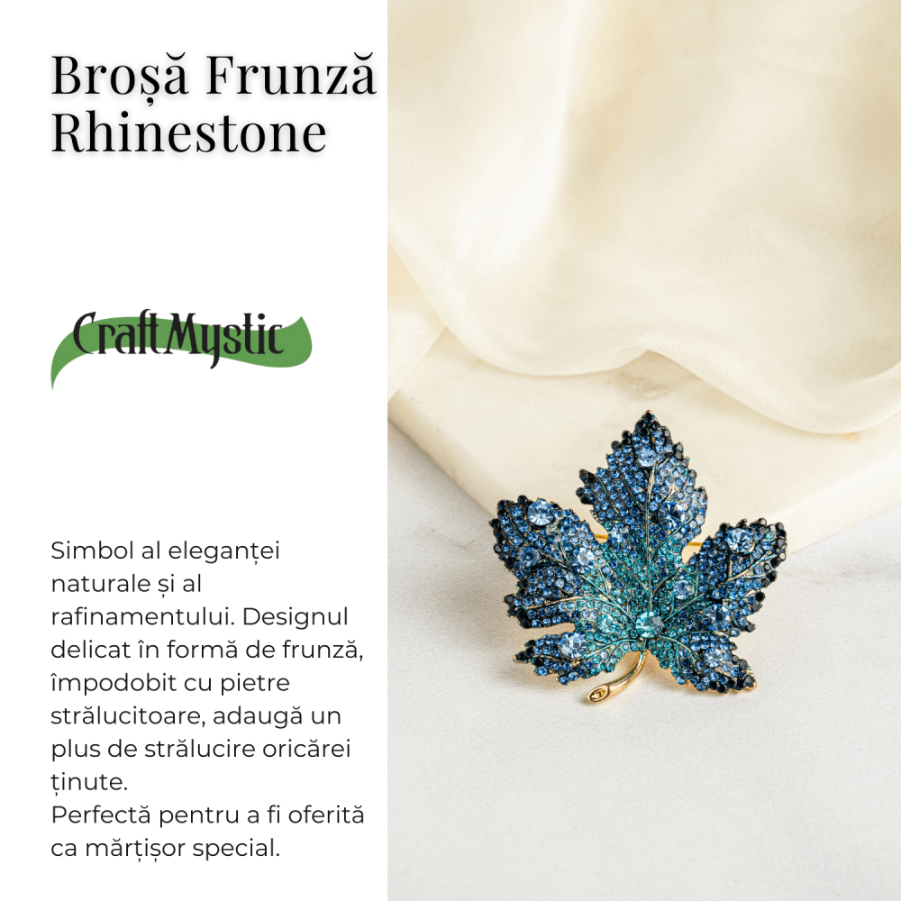 Brosa frunza de artar cu pietre Rhinestone – Eleganta si Stralucire [3]