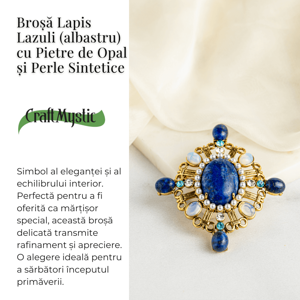 Brosa Lapis Lazuli cu Pietre de Opal - Eleganta si Armonie Interioara [4]