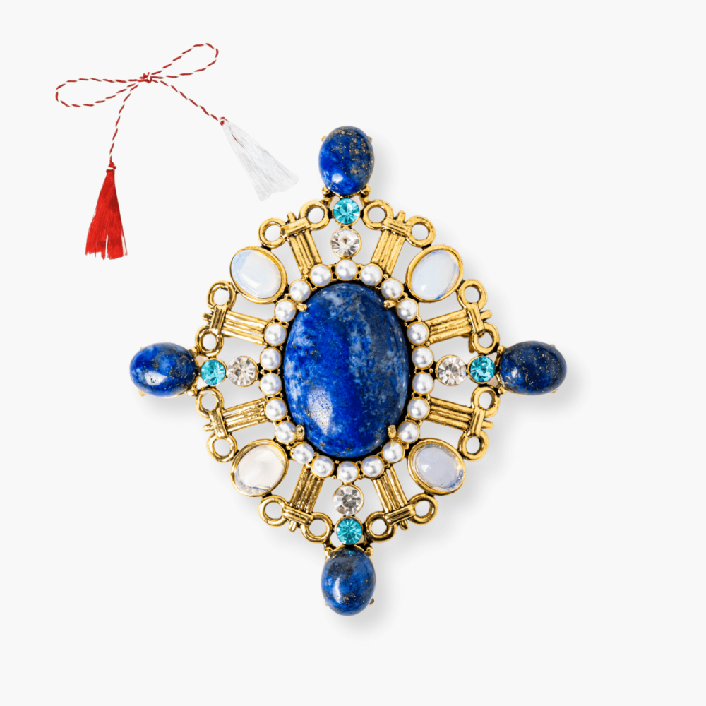Brosa Lapis Lazuli cu Pietre de Opal - Eleganta si Armonie Interioara [1]