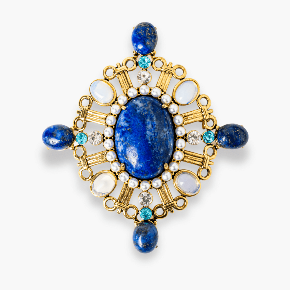 Brosa Lapis Lazuli cu Pietre de Opal - Eleganta si Armonie Interioara [5]