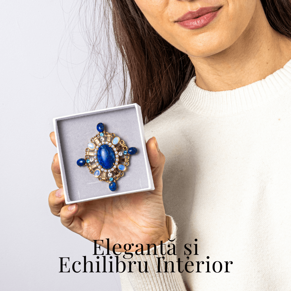 Brosa Lapis Lazuli cu Pietre de Opal - Eleganta si Armonie Interioara [2]