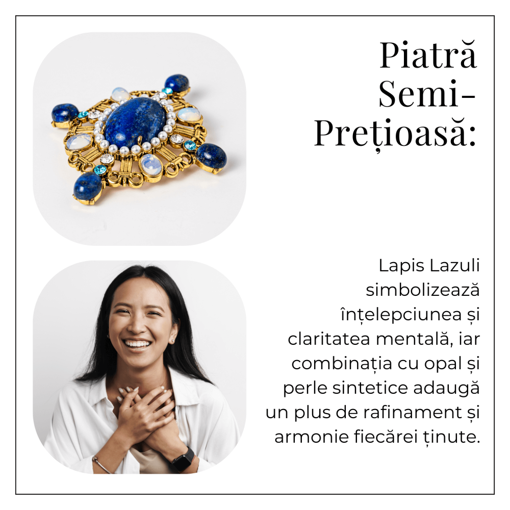 Brosa Lapis Lazuli cu Pietre de Opal - Eleganta si Armonie Interioara [8]