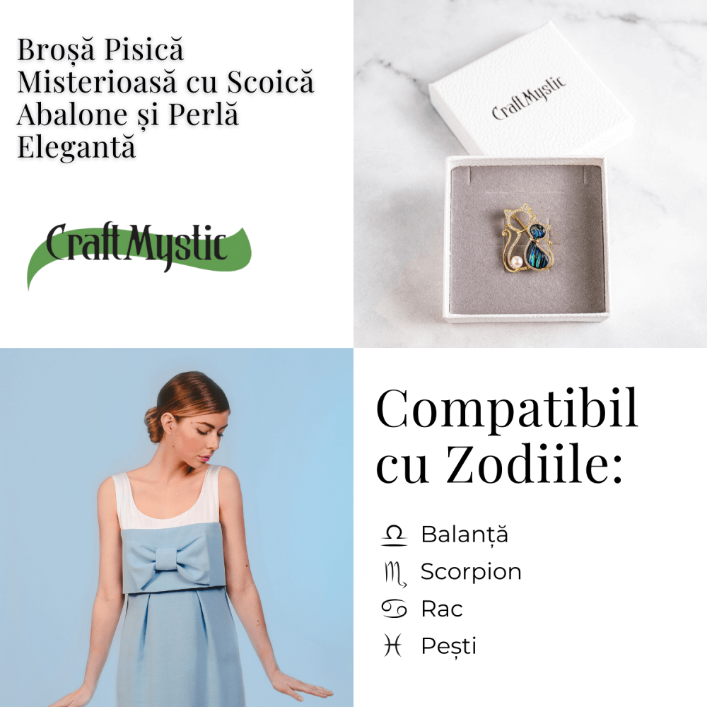 Pisica misterioasa – Brosa cu scoica abalone si perla eleganta [5]