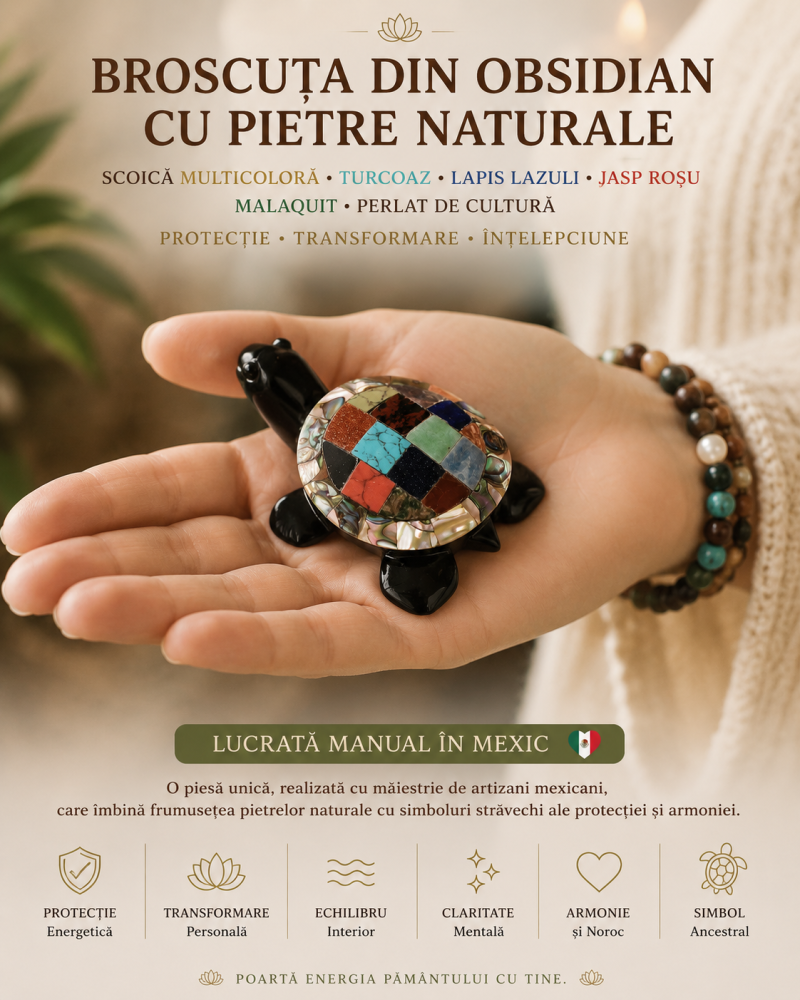 Broscuta Feng Shui din Obsidian Negru Mexican cu Pietre Naturale – Protectie si Noroc [2]