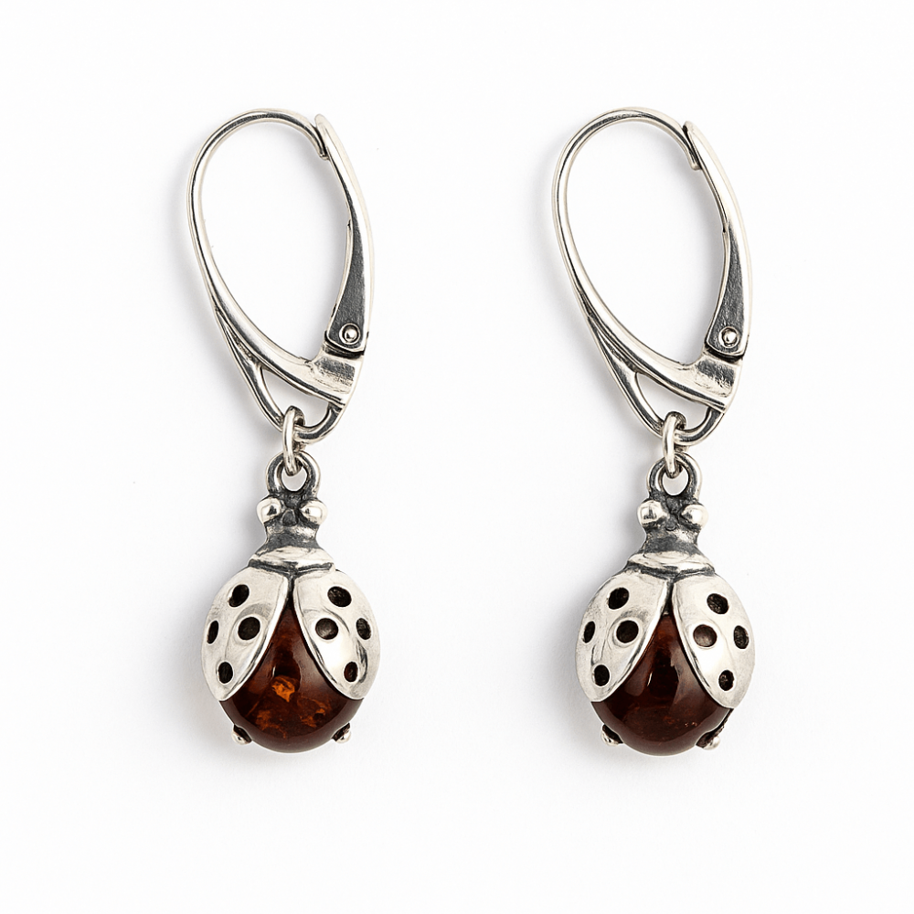 Buburuze Solare – Cercei cu chihlimbar natural si montura din argint 925 [1]