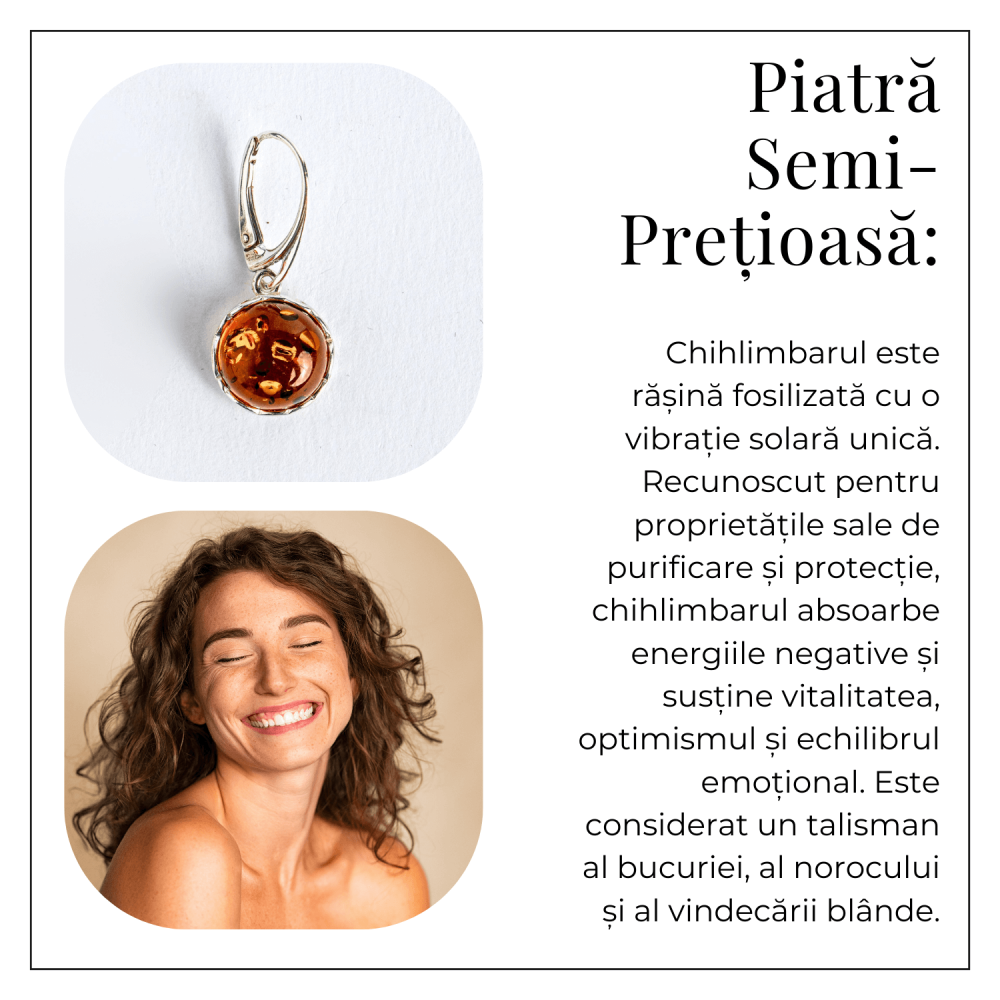 Piatra caldurii si linistii – Cercei simpli cu chihlimbar si montura argint 925 [6]