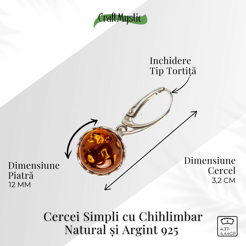 Piatra caldurii si linistii – Cercei simpli cu chihlimbar si montura argint 925 [3]