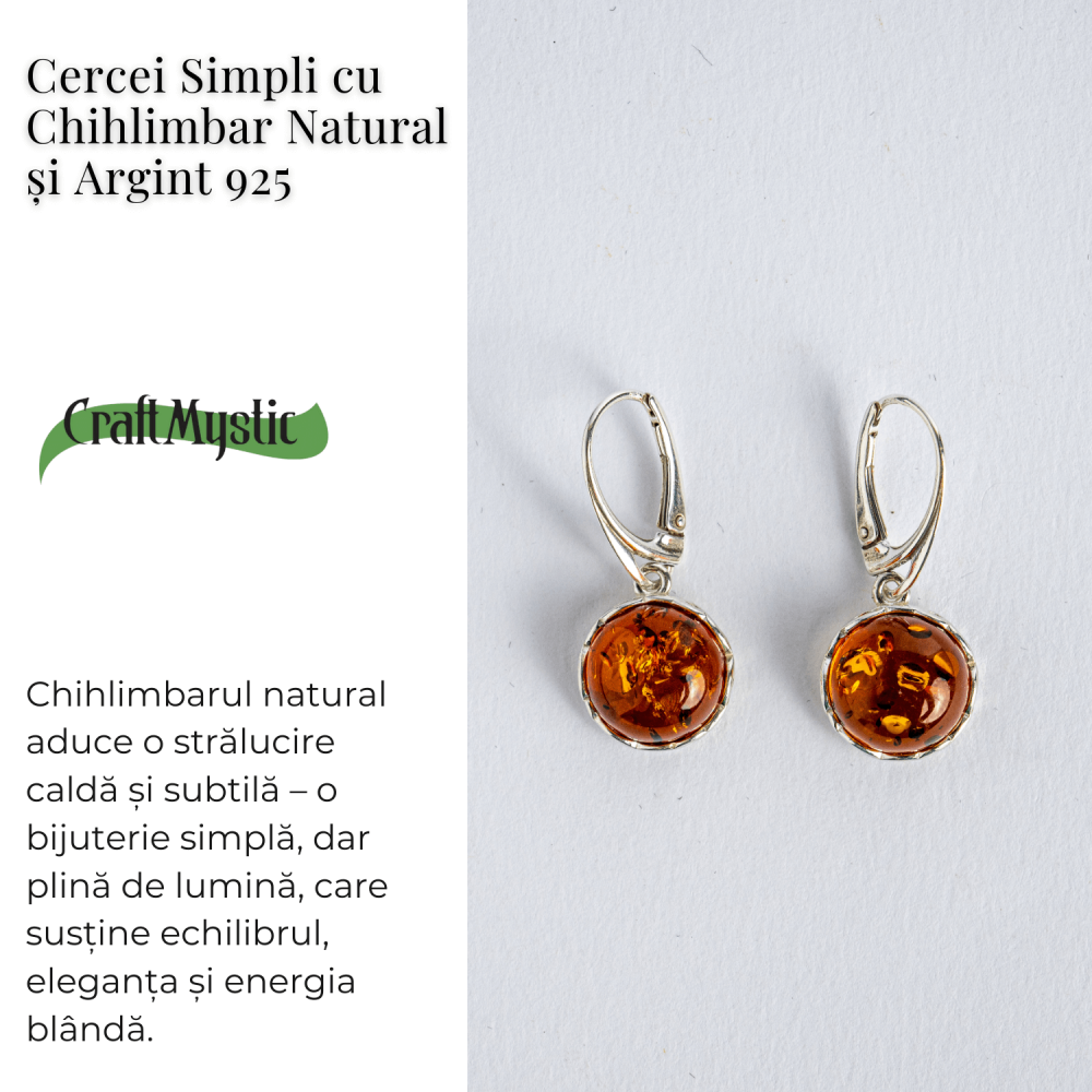 Piatra caldurii si linistii – Cercei simpli cu chihlimbar si montura argint 925 [5]