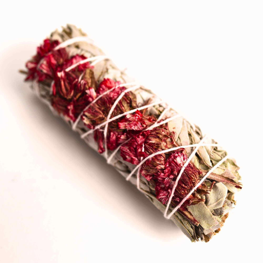 Buchet Salvie Alba California cu Garofite Rosii - Pasiune si Protectie [1]