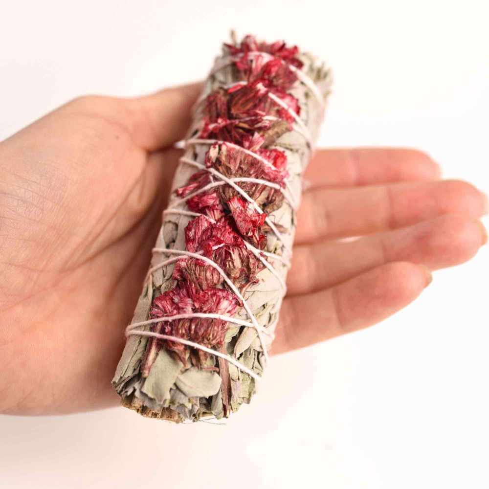 Buchet Salvie Alba California cu Garofite Rosii - Pasiune si Protectie [5]