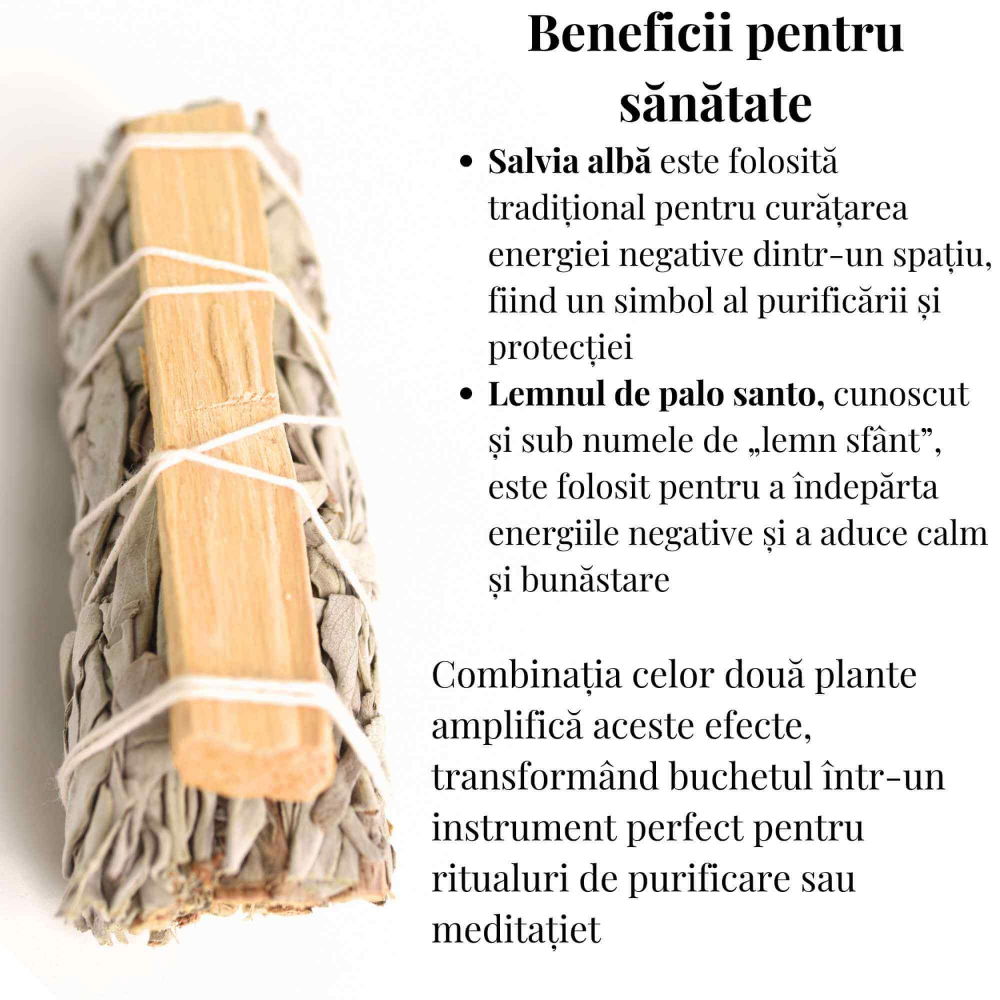 Buchet Salvie Alba California cu lemn Palo Santo – Purificare si Energie Pozitiva [3]