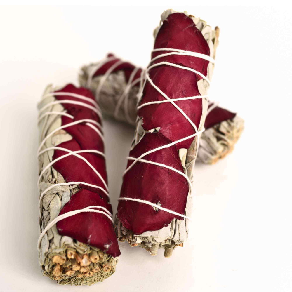 Buchet Salvie Alba California cu Petale de Trandafir Rosu – Purificare si Iubire [2]